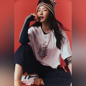 🪷NWT Free People FP Movement Inspire Logo Tee in White Combo Size XL 🌙